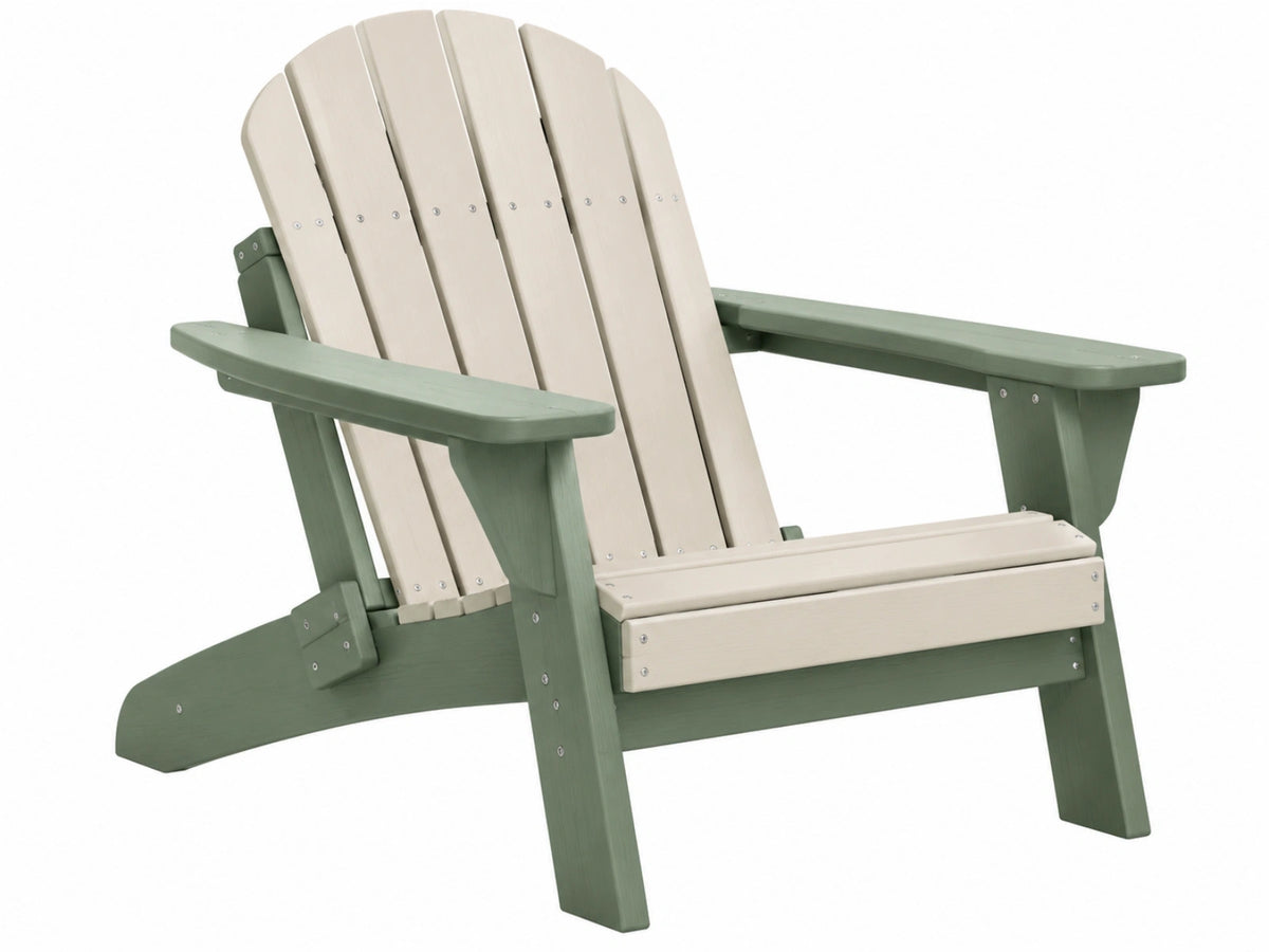 Adirondack tuinstoel 86 x 76 x 95 cm hout groen beige met brede armleuningen