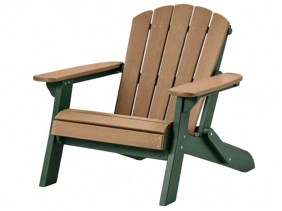 Adirondack tuinstoel 98 x 80 x 96 cm - hout groen/naturel - hoge rugleuning met armleuningen