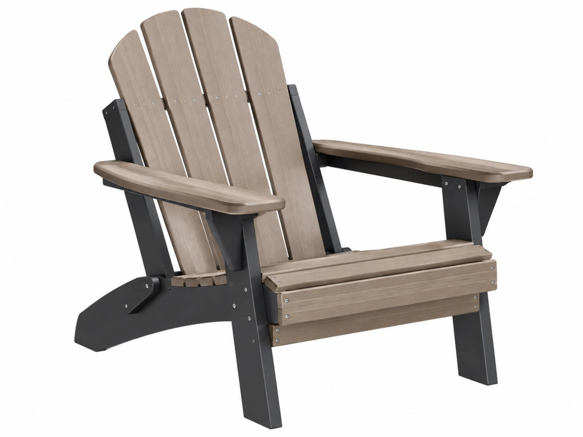 Adirondack tuinstoel 84 x 78 x 98 cm kunststof taupe zwart - buitenstoel met brede armleuningen