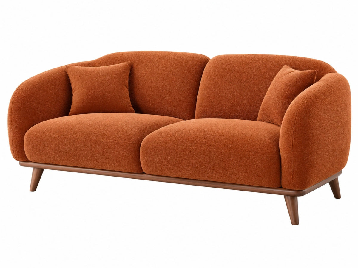 2-zitsbank 190 x 90 x 80 cm - terracottakleurige stoffen bank met houten poten