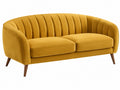 2-zitsbank 160 x 80 x 80 cm okergeel fluweel - gestoffeerde retrobank