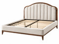 Gestoffeerd bed 180 x 200 cm beige en bruin houten frame met lattenbodem