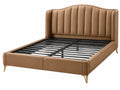 Bedframe 160 x 200 cm bruin kunstleer gestoffeerd modern