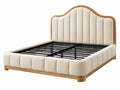 Bedframe 160 x 200 cm crème stof en hout - gestoffeerd design met lattenbodem