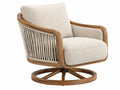 Draaifauteuil 80 x 78 x 85 cm hout beige bouclé met gevlochten zijkanten