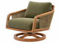 Fauteuil 80 x 85 x 90 cm - groen stoffen zitvlak met houten draaivoet