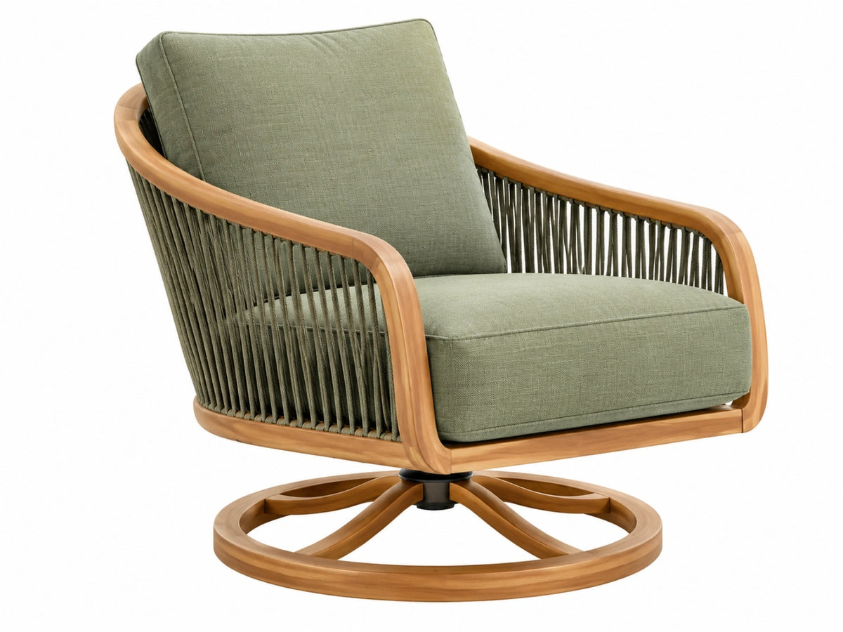 Draaifauteuil 80 x 82 x 90 cm groen houten frame met textiele bekleding - moderne loungefauteuil