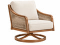 Draaifauteuil 80 x 85 x 90 cm hout en gevlochten touw beige/bruin boho