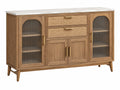 Dressoir 160 x 45 x 95 cm hout bruin met glazen deuren en stenen blad