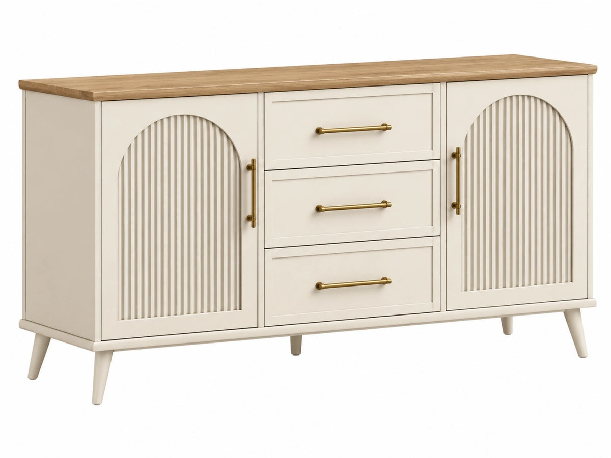 Dressoir 160 x 40 x 85 cm hout beige met 3 laden en 2 deuren