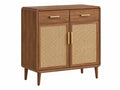 Dressoir 90 x 40 x 100 cm hout bruin met rotan deuren - opbergkast in retrostijl