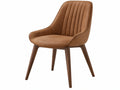 Eetkamerstoel 58 x 60 x 87 cm bruin kunstleer met houten poten