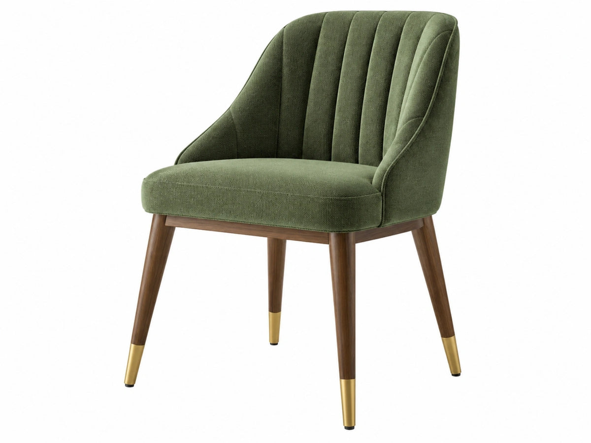 Eetkamerstoel 59 x 63 x 86 cm groen textiel houten poten moderne gestoffeerde stoel