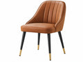 Eetkamerstoel 57 x 61 x 85 cm cognac kunstleer met zwarte metalen poten - gestoffeerd