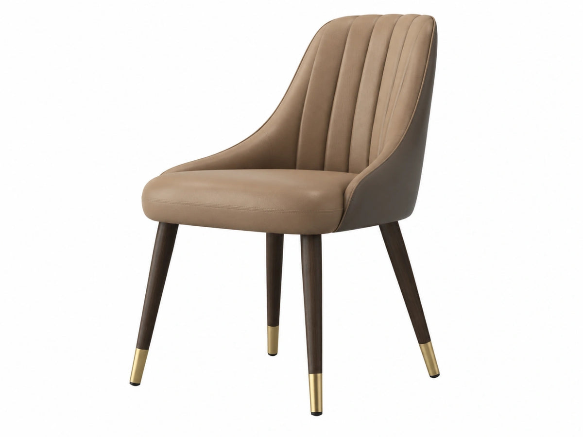 Eetkamerstoel 58 x 62 x 87 cm taupe kunstleer met houten poten - modern