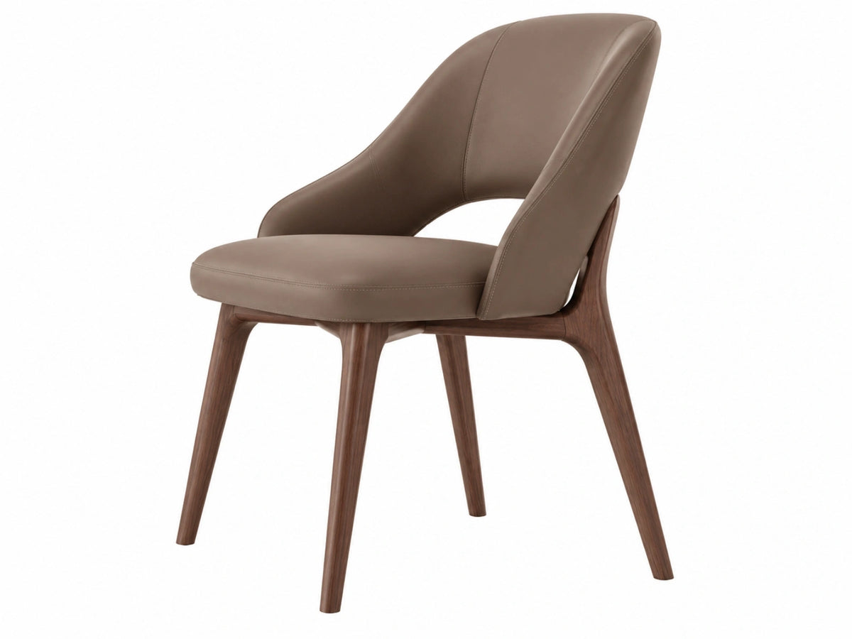 Eetkamerstoel 58 x 60 x 86 cm bruin bekleed met houten poten - armleuningen