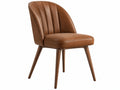 Eetkamerstoel 55 x 60 x 82 cm bruin kunstleer met houten poten - retro
