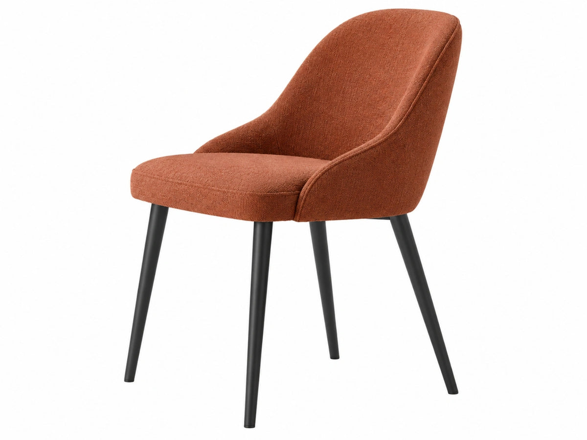 Eetkamerstoel 58 x 61 x 84 cm terracotta stoffen zitting met zwarte metalen poten